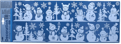Karácsonyi ablakfólia Vidám hóemberek 59x21cm