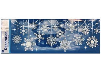 Karácsonyi ablakfólia Függő hópelyhek 53x21cm