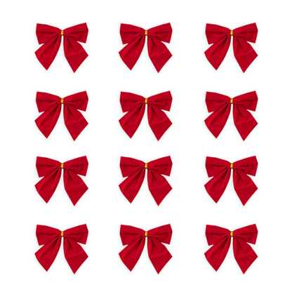 Karácsonyi dekorációs masnik piros 5x5,5cm 12db