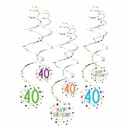 Függő spirális 40. születésnap 61cm 6db