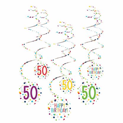 Függő spirális 50. születésnap 6db 61cm