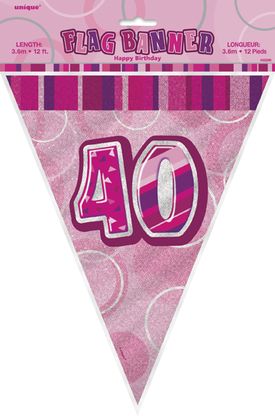 Zászlófüzér 40. születésnap rózsaszín  274cm