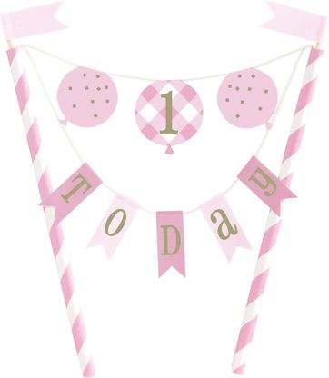 Betűzhető tortadekoráció 1. születésnap rózsaszín