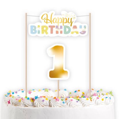 Betűzhető tortadekoráció 1. születésnap színes