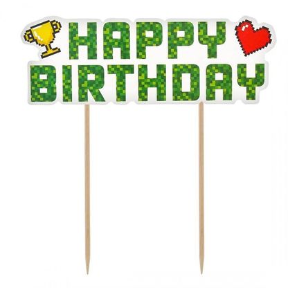 Betűzhető tortadekoráció Minecraft Happy Birthday 14cm