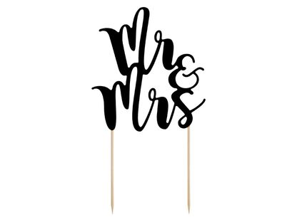 Betűzhető tortadekoráció Mr&Mrs fekete