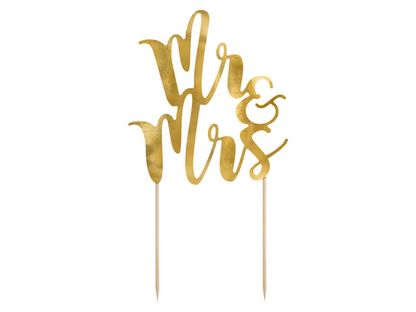 Betűzhető tortadekoráció Mr&Mrs arany